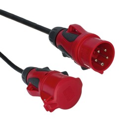 High current exten. cable 16A 400V Red - 15m